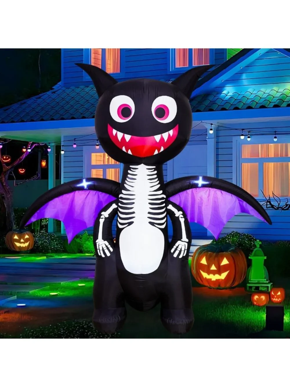Giant 6.8 FT Halloween Dragon Inflatable with LED Lights - Outdoor Yard Decor